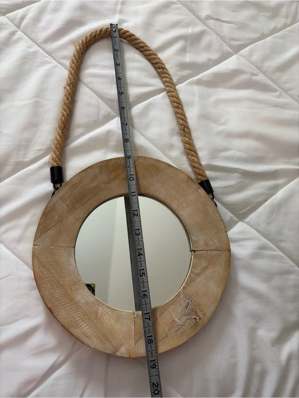Hobby Lobby Rustic Round Wood Rope Hanging Mirror in Natural Brown